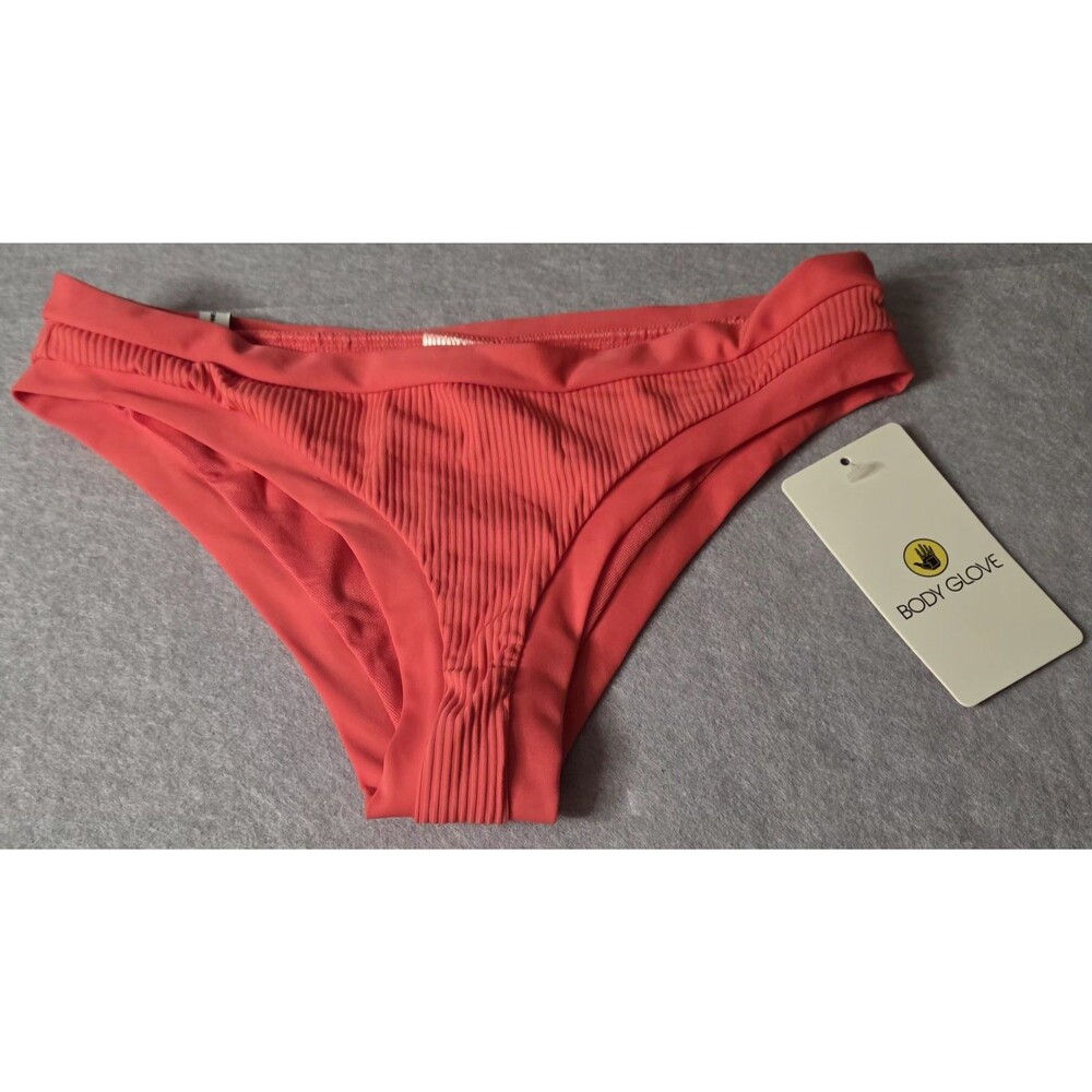 BODY GLOVE Audrey Low Rise Sz MED Ribbed Bikini Bottom Snapdragon NWT